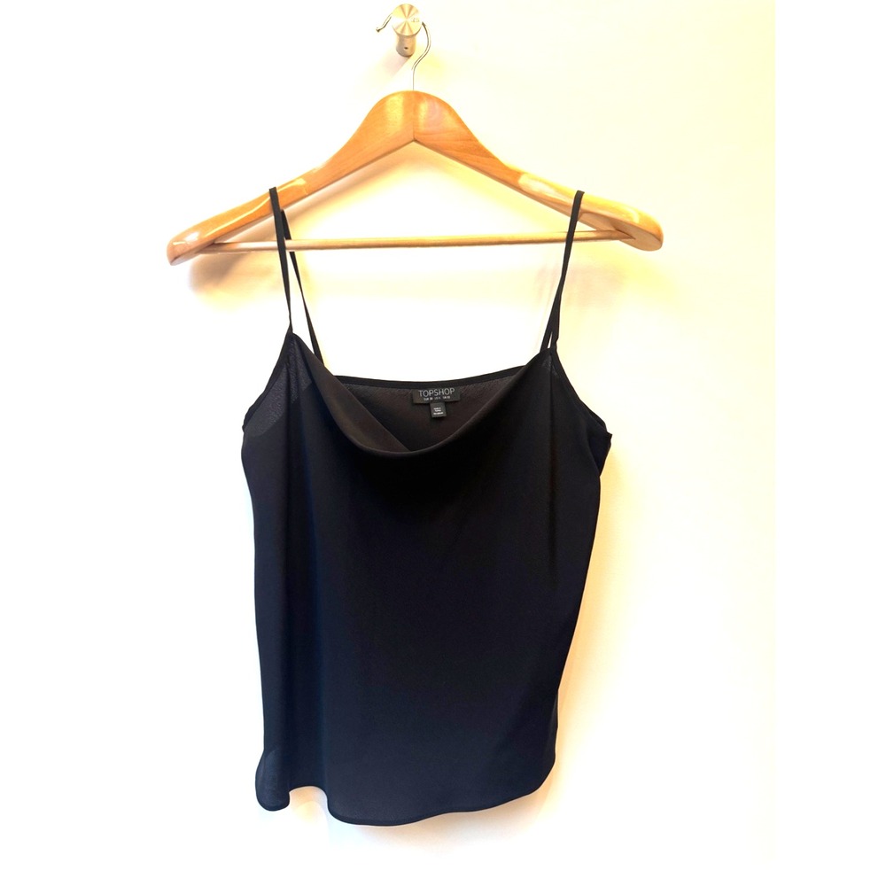 Topshop Women's Black Strappy Cowl Neck Camisole Size‎ 6 (S/M)